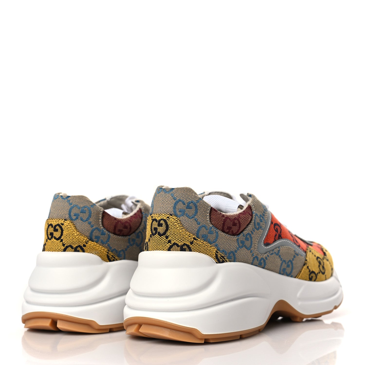 Gucci Monogram Multicolor Demetra Womens Rhyton Sneakers 38 Yellow Blue Great White Tabasco 4 of 8