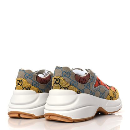 Gucci Monogram Multicolor Demetra Womens Rhyton Sneakers 38 Yellow Blue Great White Tabasco 4 of 8
