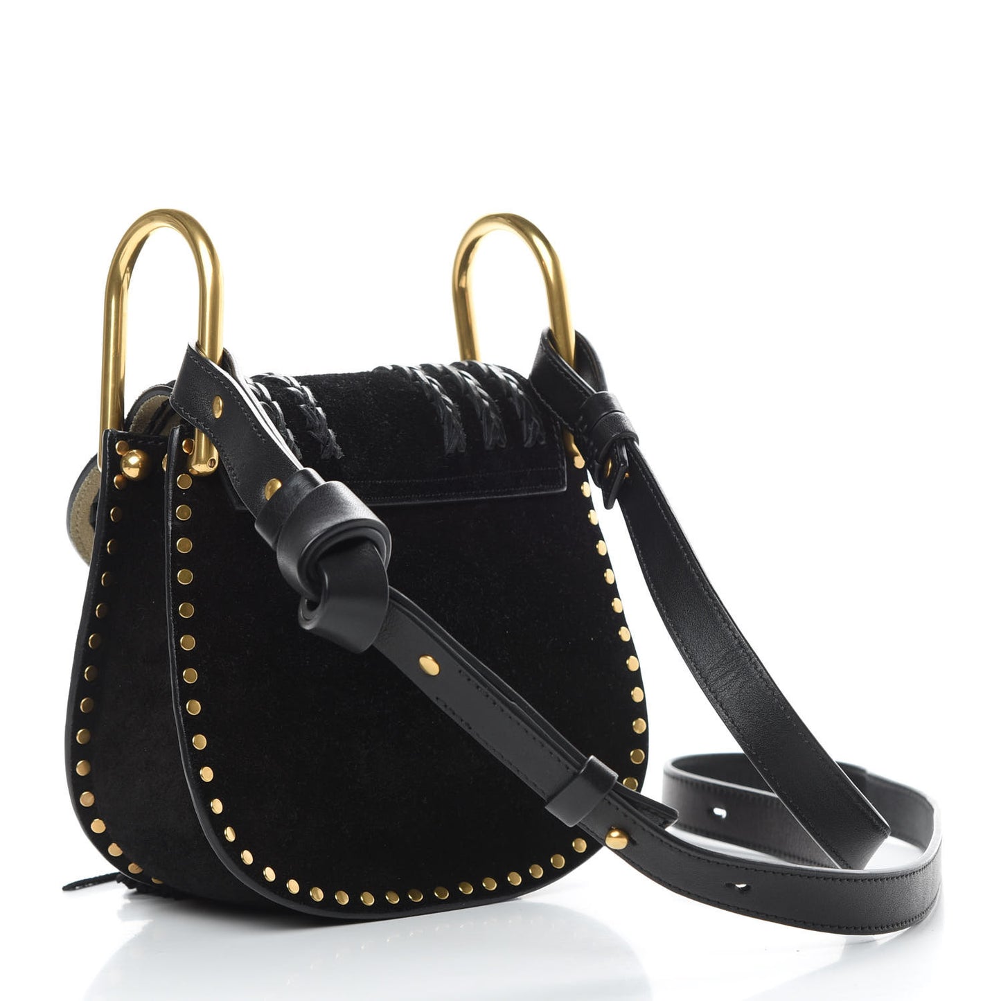 Suede Calfskin Braided Mini Hudson Shoulder Bag Black
