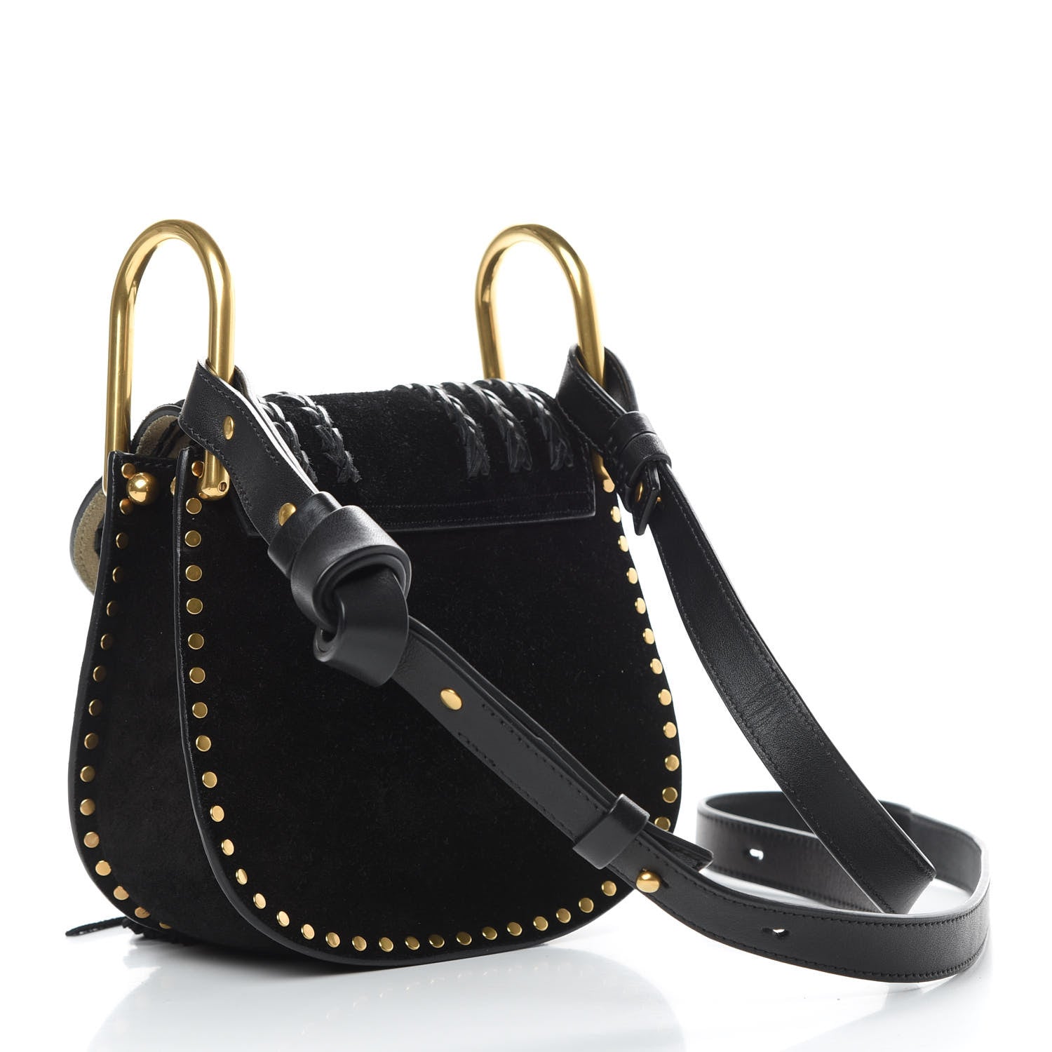 Chloe Suede Calfskin Braided Mini Hudson Shoulder Bag Black 3 of 12