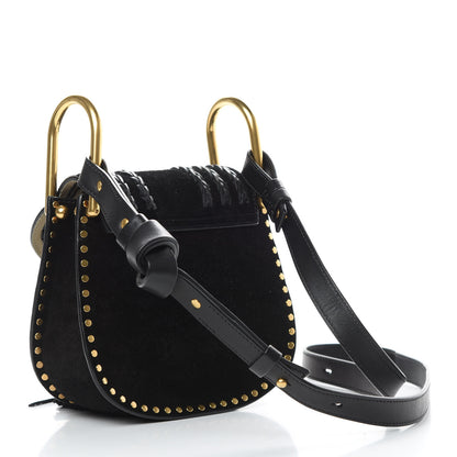 Chloe Suede Calfskin Braided Mini Hudson Shoulder Bag Black 3 of 12