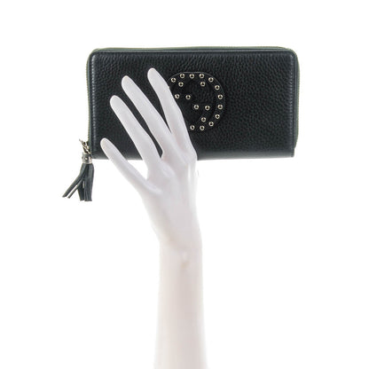 Gucci Pebbled Calfskin Studded Soho Zip Around Wallet Black 2 of 7