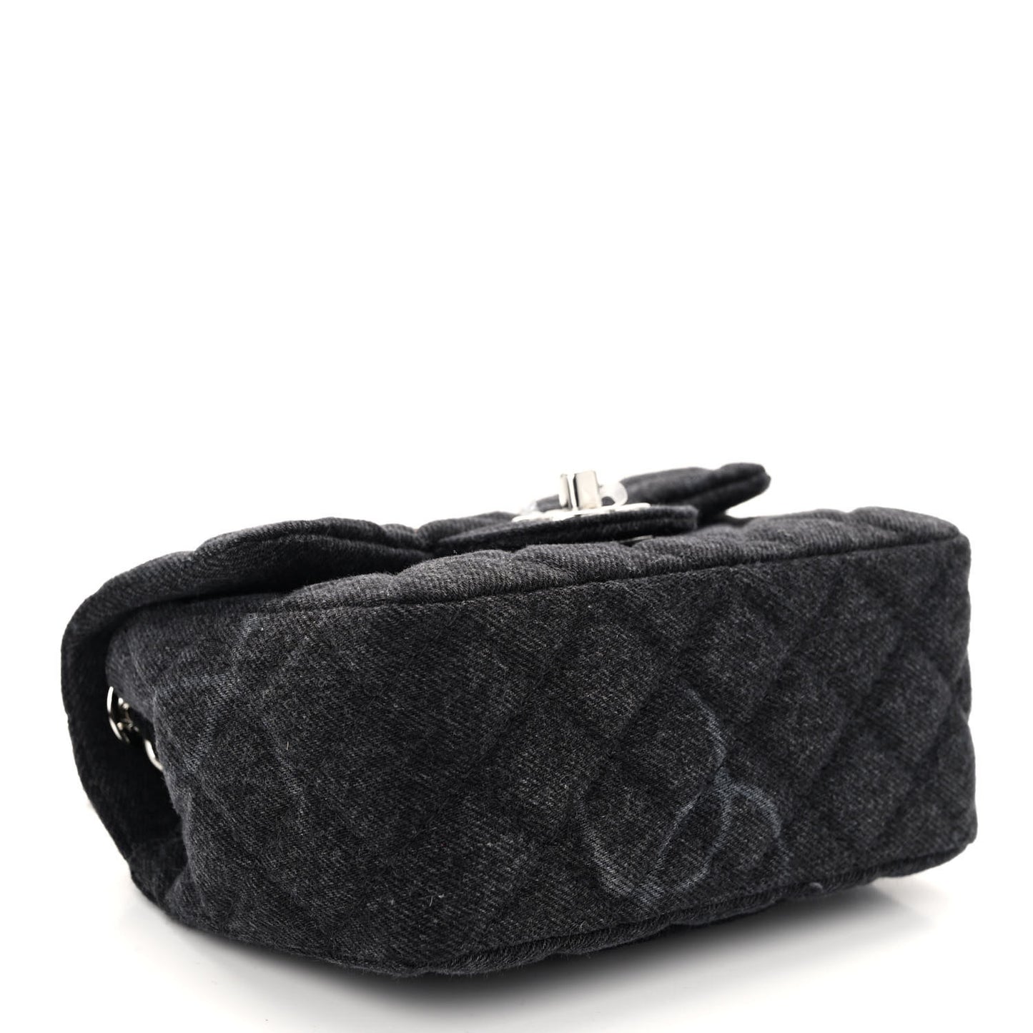 Denim CC Quilted Mini Square Flap Black
