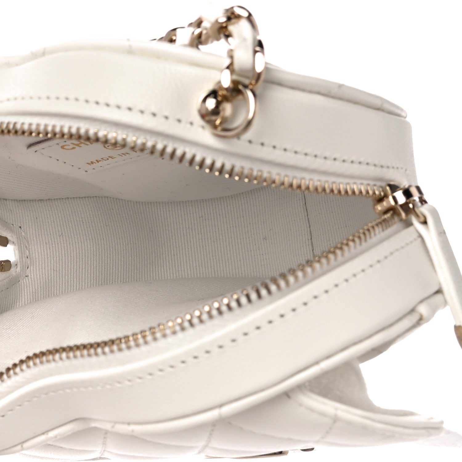 Chanel Lambskin Quilted CC In Love Heart Clutch With Chain White 5 of 10