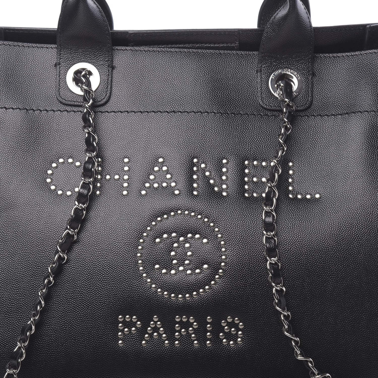 Chanel Caviar Small Studded Deauville Tote Black 8 of 11