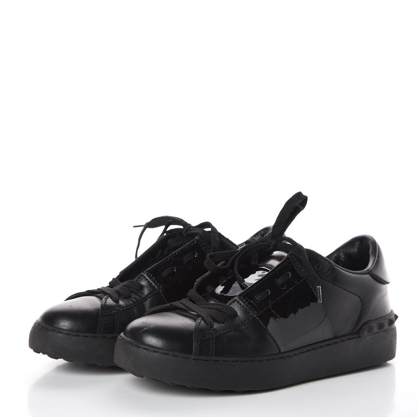 Calfskin Womens Rockstud Open Sneakers 35.5 Black