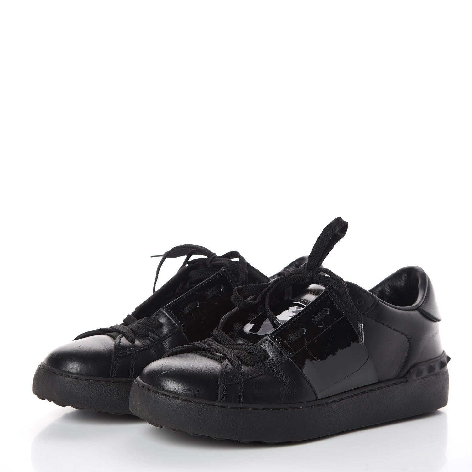 Valentino Garavani Calfskin Womens Rockstud Open Sneakers 35.5 Black 3 of 11