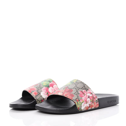 Gucci GG Supreme Monogram Blooms Slide Sandals 40 Beige Multicolor 3 of 8