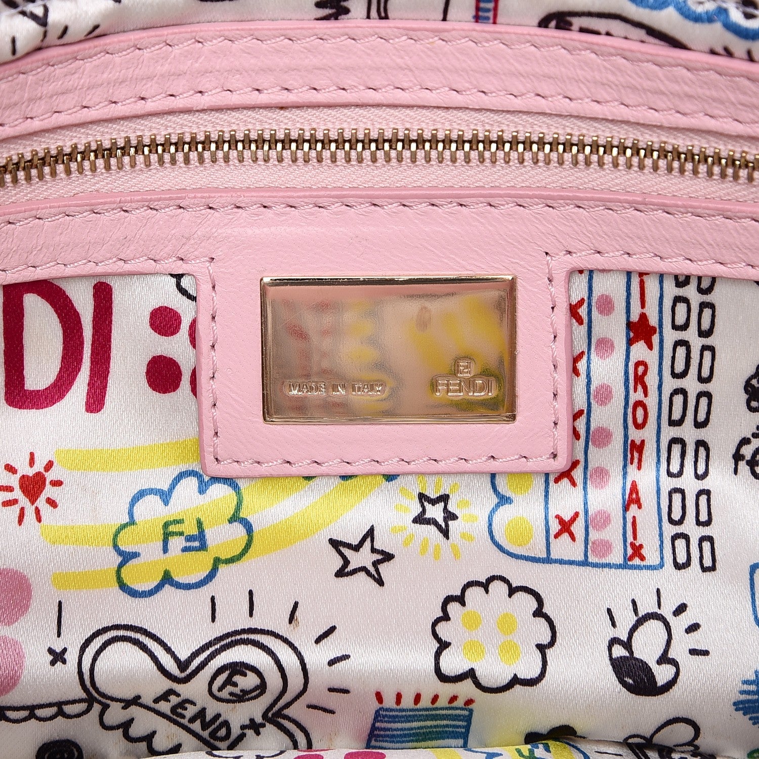 Fendi Nappa Logo Embossed Baguette Pink 6 of 10