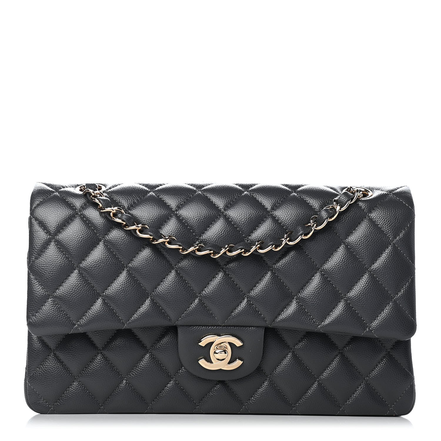 Chanel Caviar Quilted Medium Double Flap Dark Grey 1 of 11
