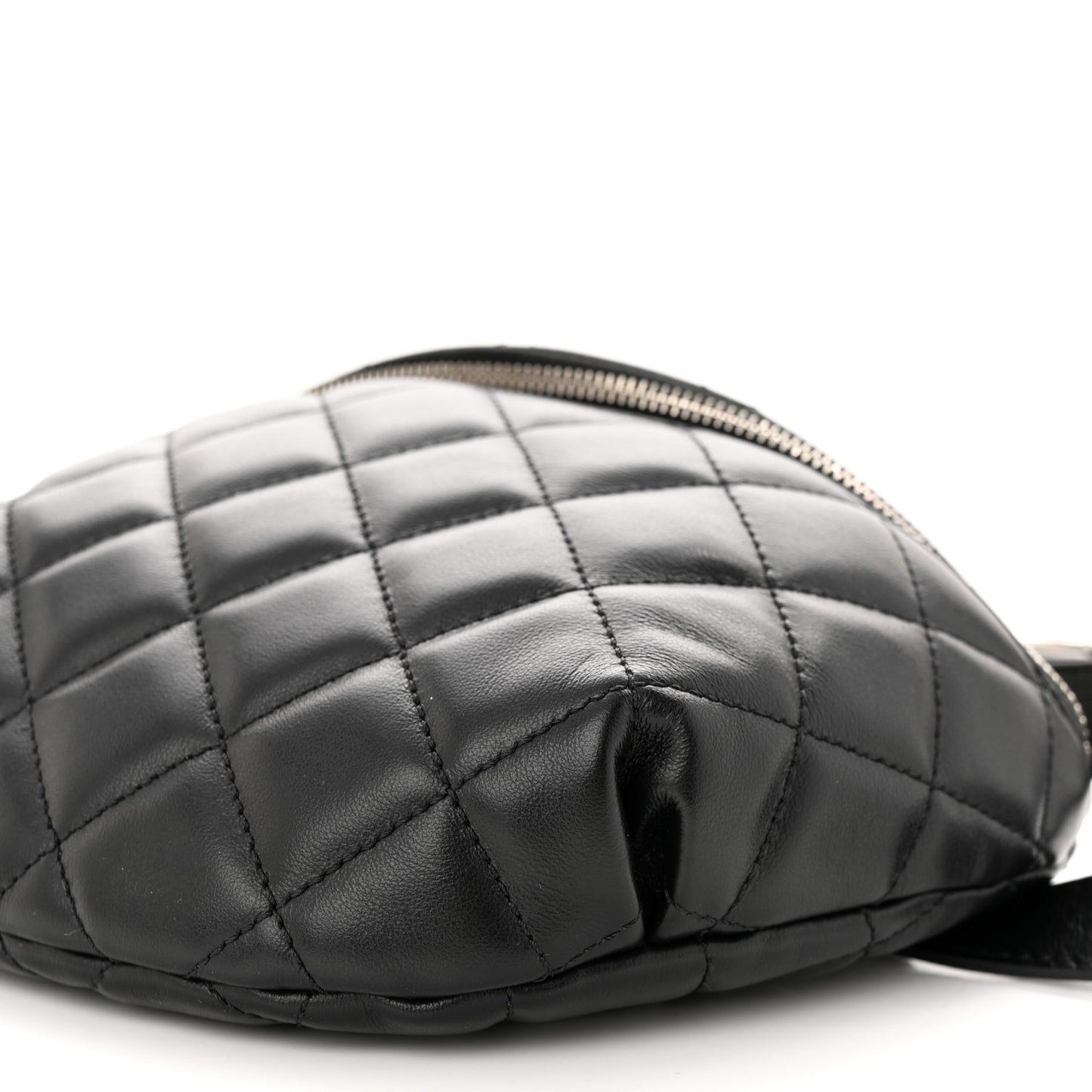Calfskin Quilted Waist Belt Bag Black