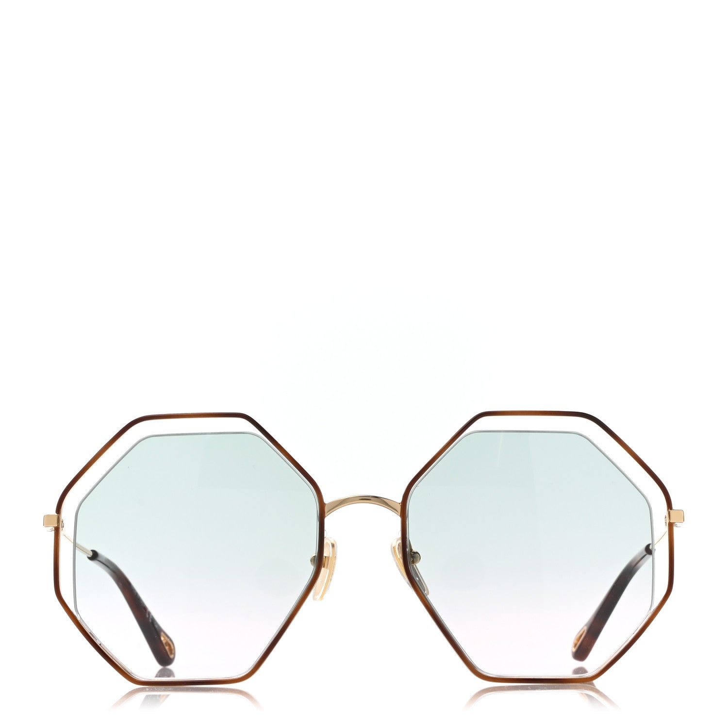 Chloe Poppy Octagonal Sunglasses CH0046S Havana Green Rose 2 of 7