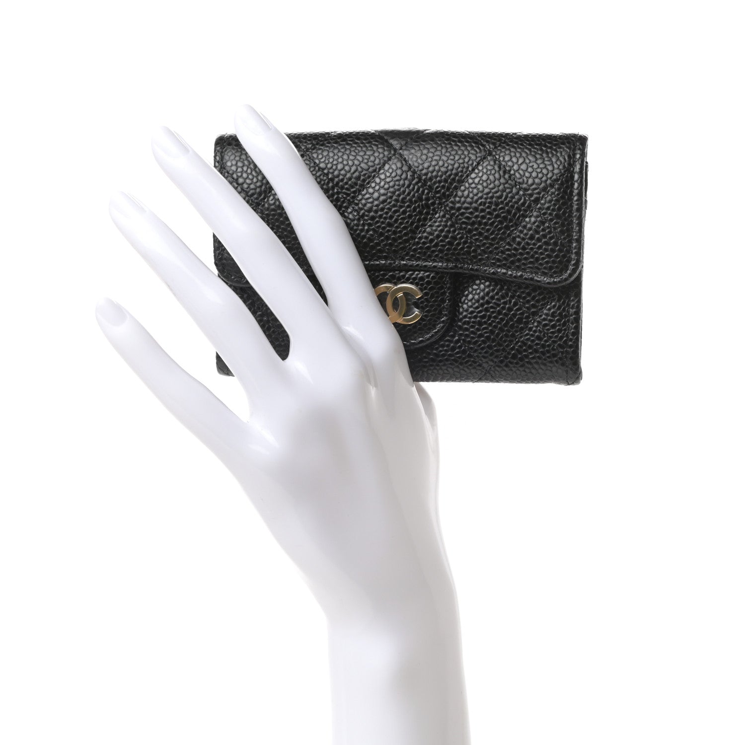 Chanel Caviar Quilted Flap Card Holder Wallet Black 2 of 9