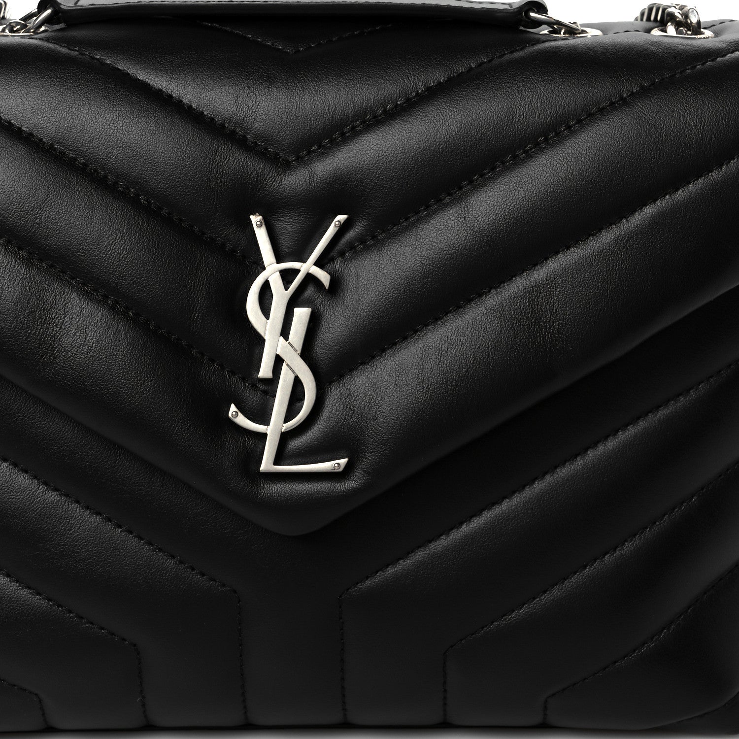 Saint Laurent Calfskin Y Quilted Monogram Small Loulou Chain Satchel Black 9 of 12
