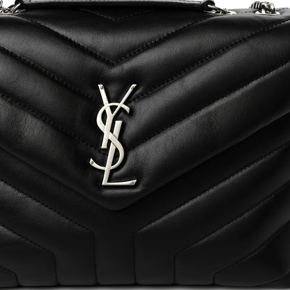 Saint Laurent Calfskin Y Quilted Monogram Small Loulou Chain Satchel Black 9 of 12