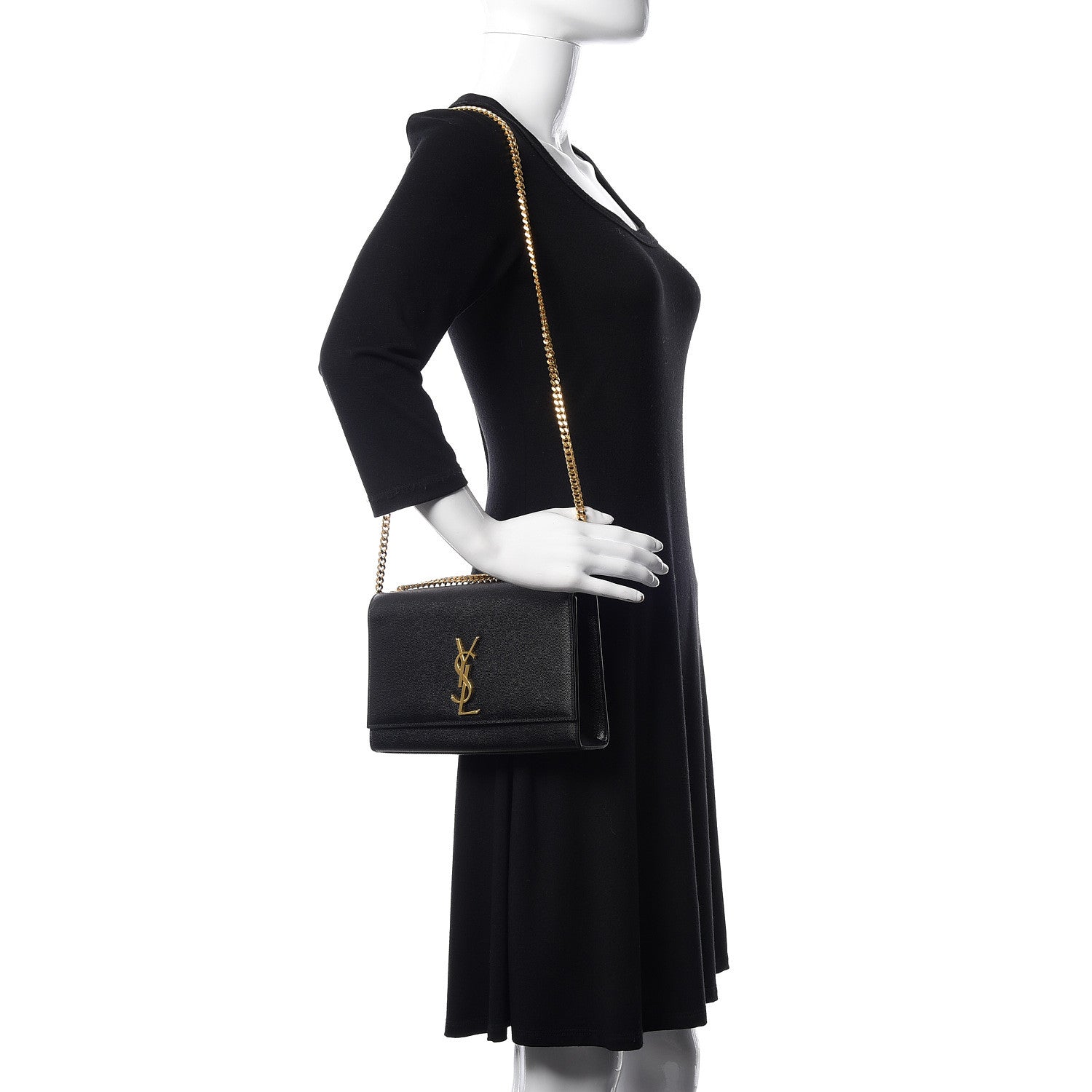 Saint Laurent Grain De Poudre Medium Classic Monogram Kate Satchel Black 2 of 9