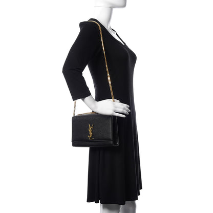 Saint Laurent Grain De Poudre Medium Classic Monogram Kate Satchel Black 2 of 9