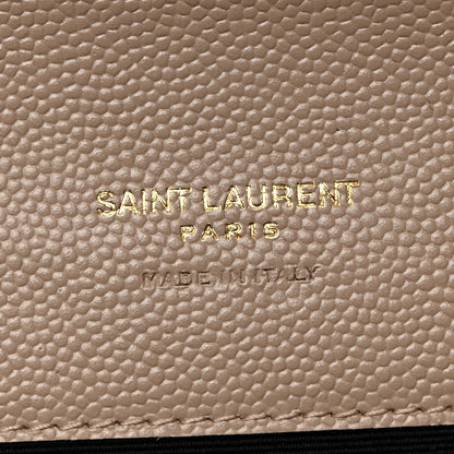 Saint Laurent Grain De Poudre Matelasse Chevron Monogram Envelope Clutch Dark Beige 6 of 8