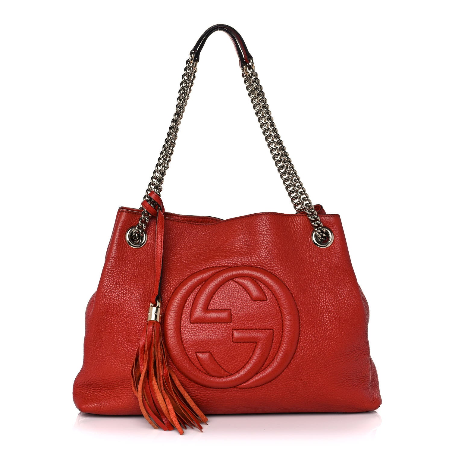 Gucci Pebbled Calfskin Medium Soho Chain Shoulder Bag Tabasco Red 1 of 9
