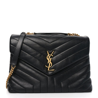Saint Laurent Calfskin Y Quilted Monogram Medium Loulou Chain Satchel Black 2 of 18