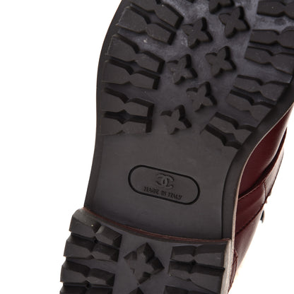 Chanel Shearling Calfskin Lace Up Short Boots 37.5 Red 7 of 7