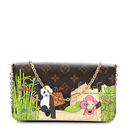 Louis Vuitton Monogram 2021 Christmas Animation China Wall Pochette Felicie Chain Wallet Blue 1 of 10