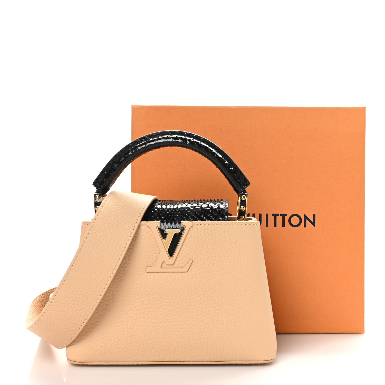 Louis Vuitton Taurillon Snakeskin Mini Capucines Beige Black 10 of 10