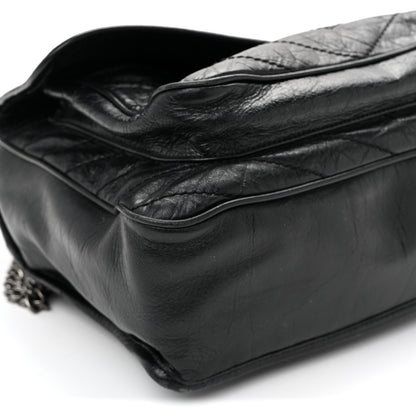 Saint Laurent Crinkled Calfskin Matelasse Monogram Large Niki Chain Satchel Black 10 of 11