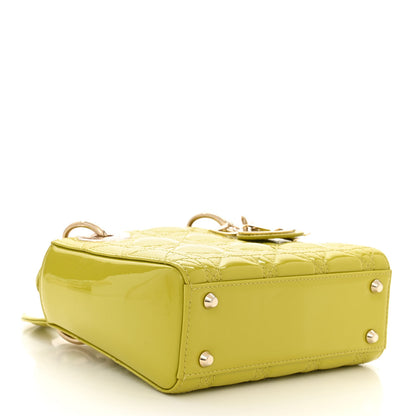 Christian Dior Patent Cannage Mini Lady Dior Lime Yellow 4 of 12