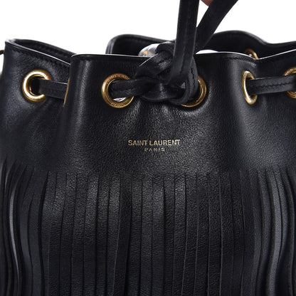 Saint Laurent Calfskin Small Emmanuelle Fringe Bucket Bag Black 19 of 19