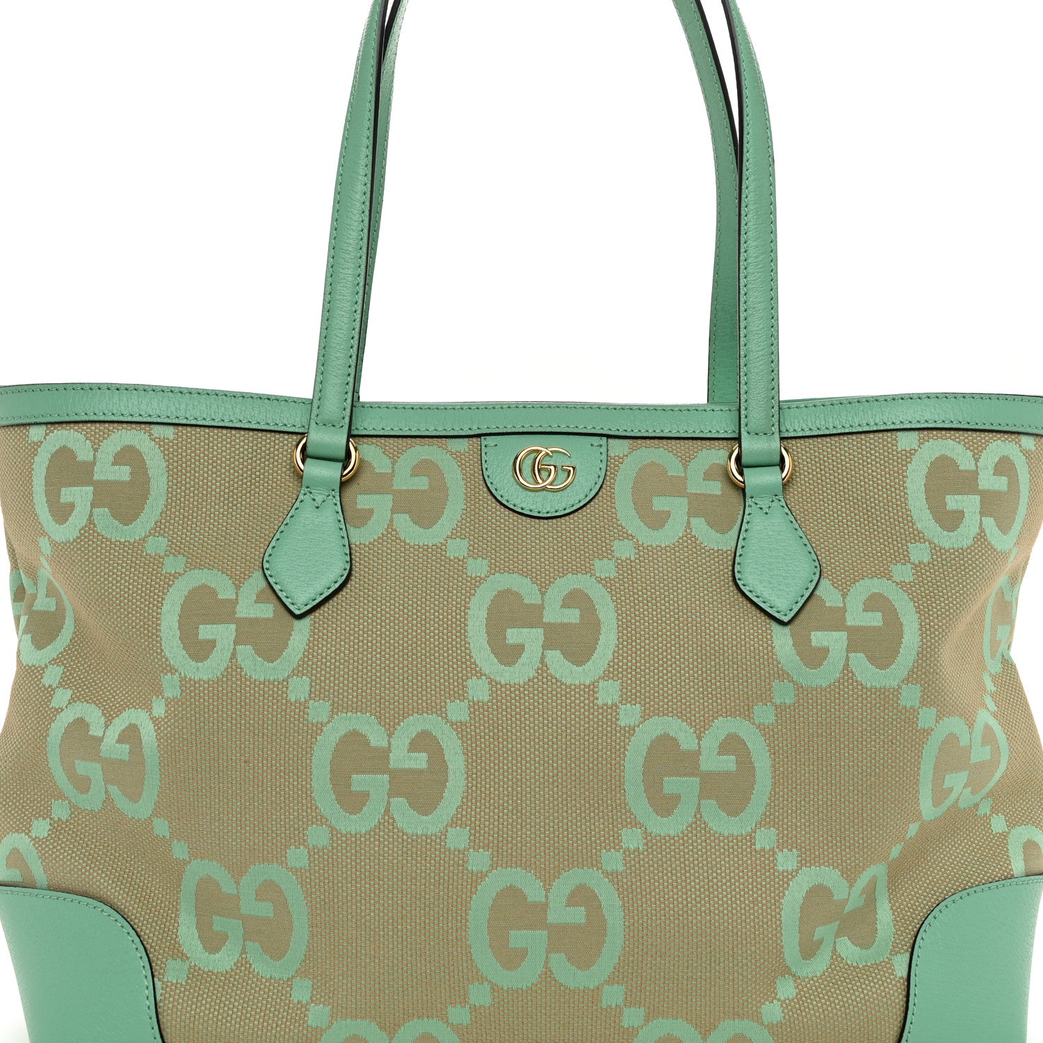 Gucci Monogram Jumbo GG Textured Dollar Calfskin Medium Ophidia Shopping Tote Beige Pepperlight Mint 8 of 10