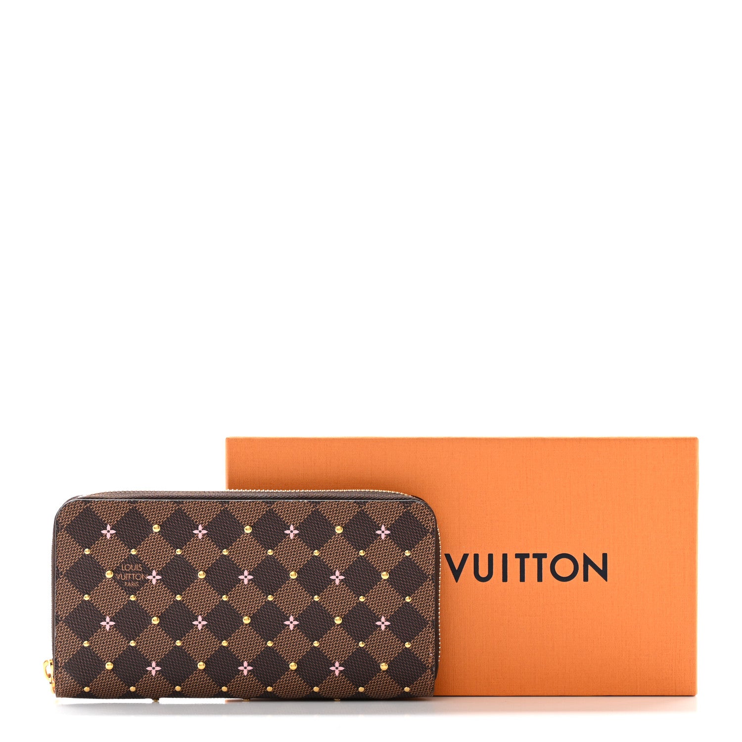 Louis Vuitton Damier Ebene Studded Zippy Wallet Rose Ballerine 16 of 16