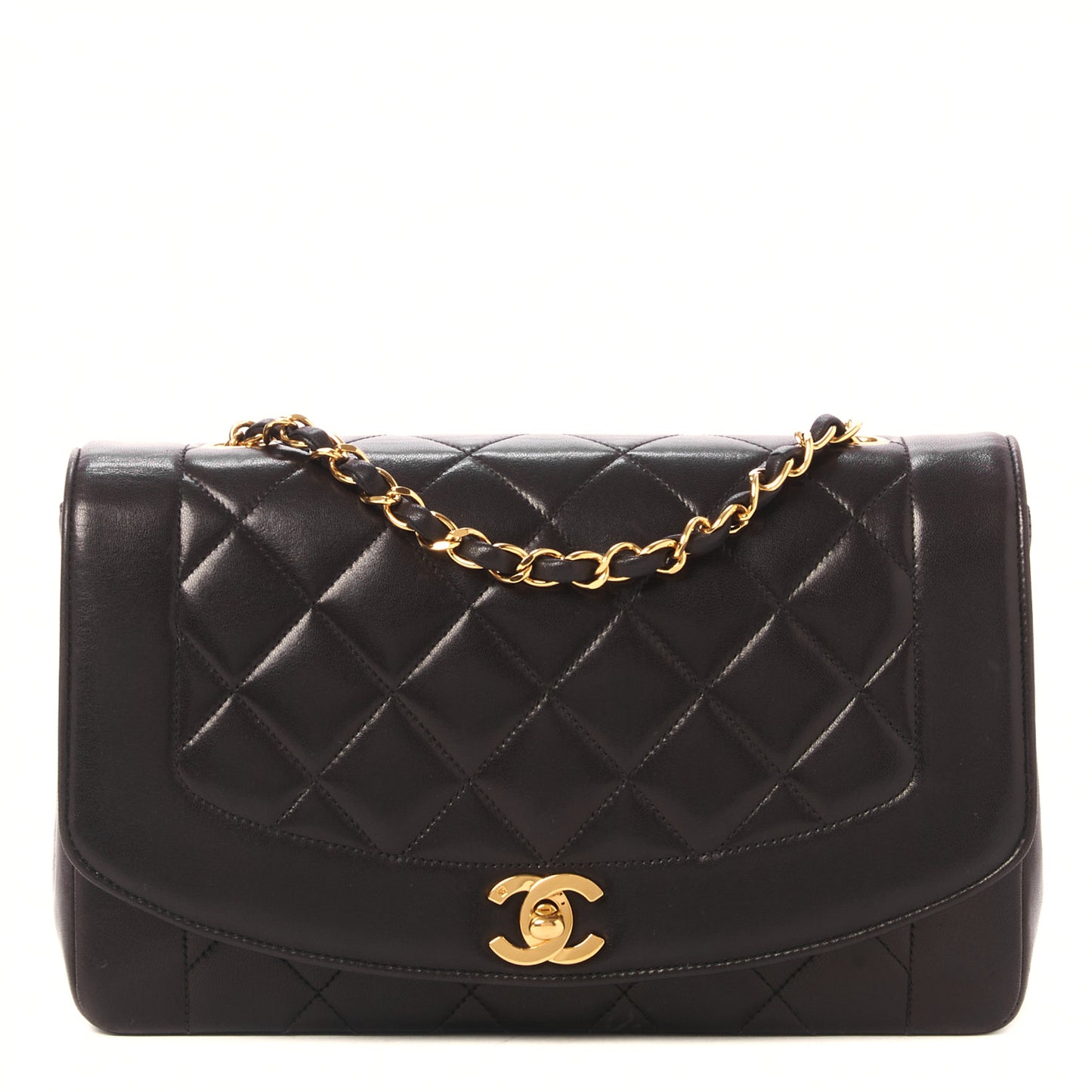 Lambskin Quilted Medium Single Flap Dark Brown