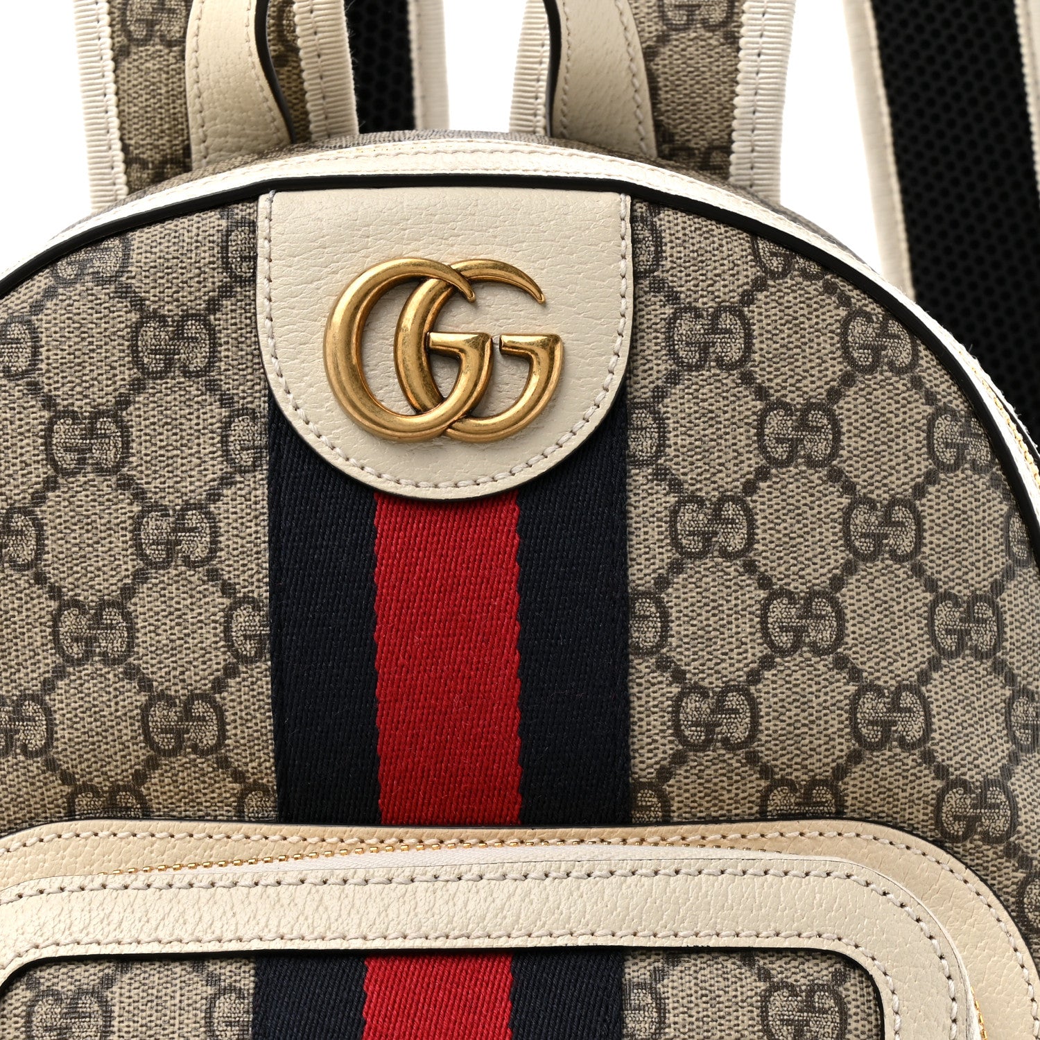 Gucci GG Supreme Monogram Textured Calfskin Web Small Ophidia Day Backpack Beige Ebony Mystic White 8 of 11