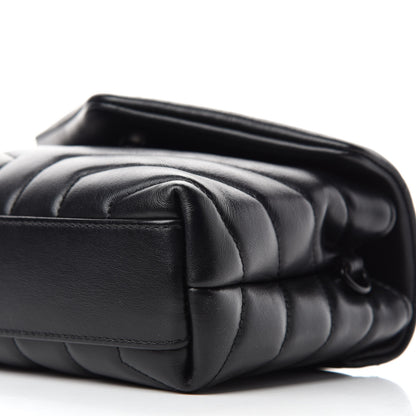 Saint Laurent Calfskin Y Quilted Monogram Toy Loulou Crossbody Bag Black 7 of 12