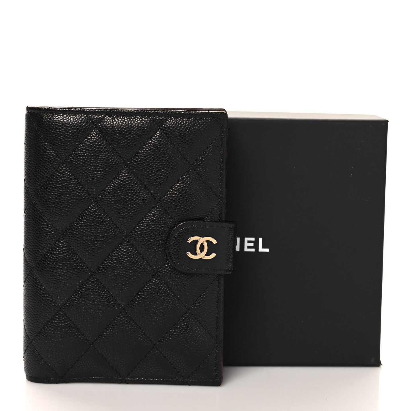 Caviar Quilted Passport Holder Black