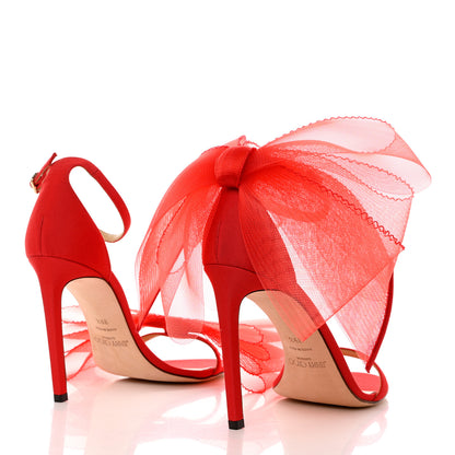 Jimmy Choo Grosgrain Aveline Bow 100 Sandals 39.5 Red 3 of 10