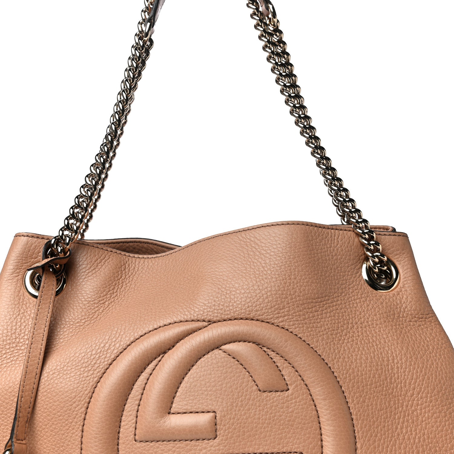 Gucci Pebbled Calfskin Medium Soho Chain Shoulder Bag Rose Beige 8 of 10