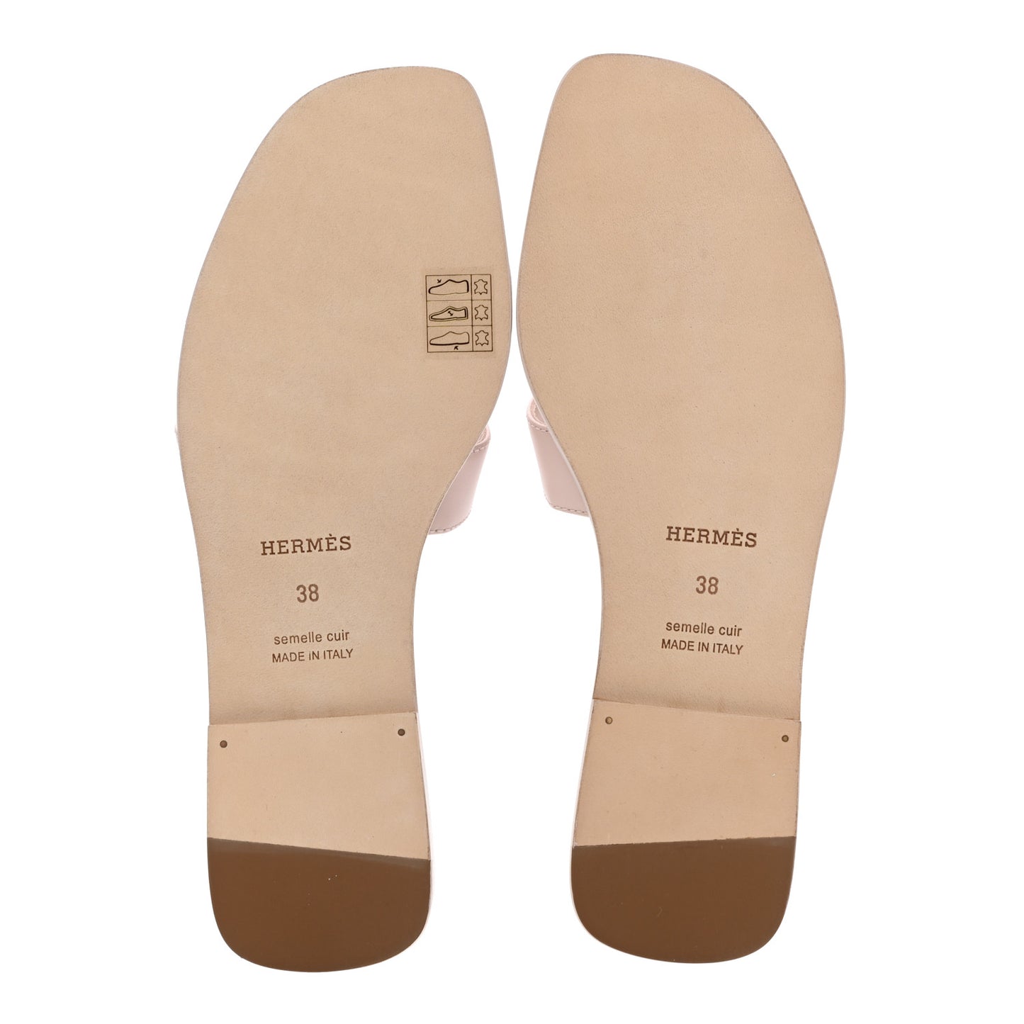 Box Calfskin Oran Sandals 38 Rose Pale