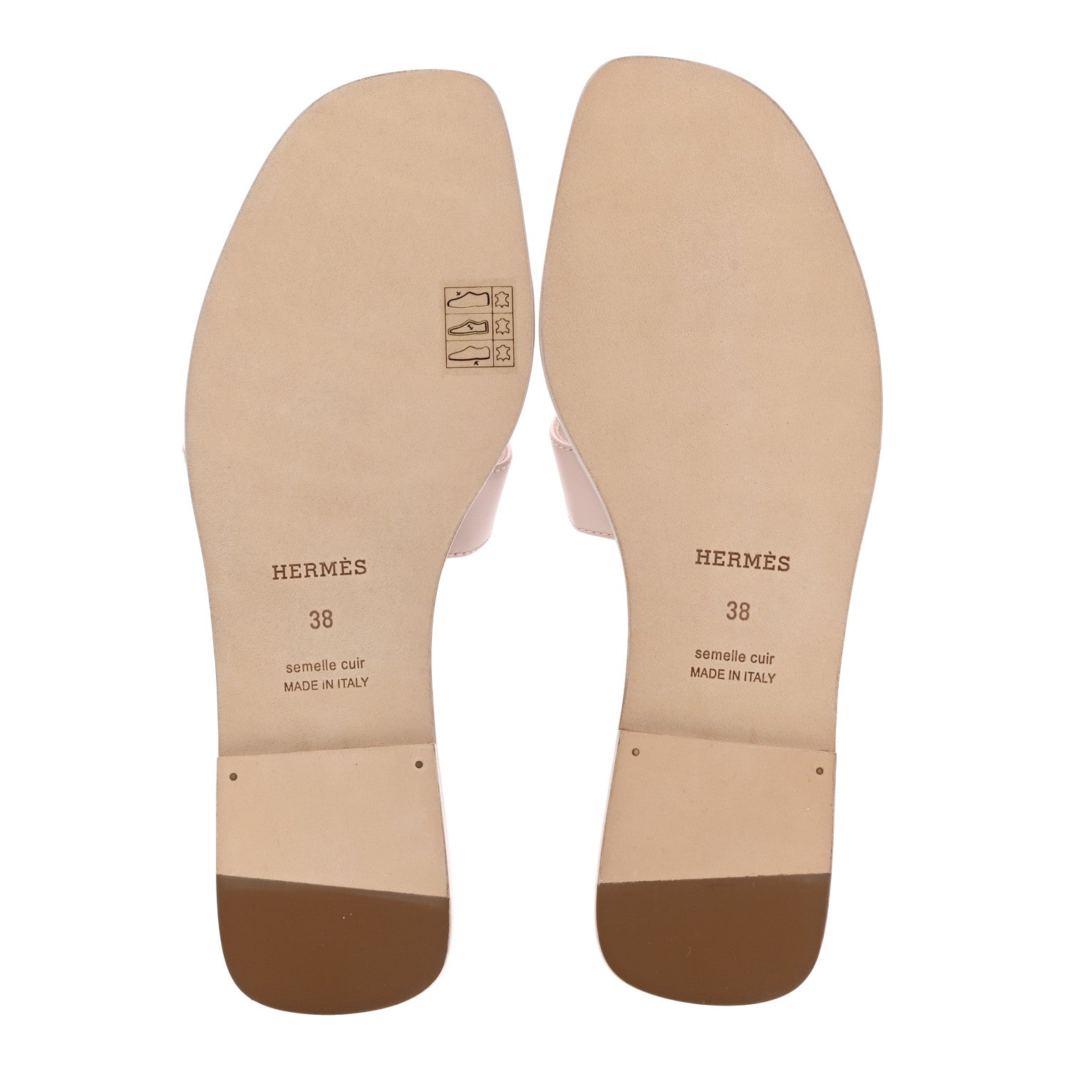 Hermes Box Calfskin Oran Sandals 38 Rose Pale 4 of 7