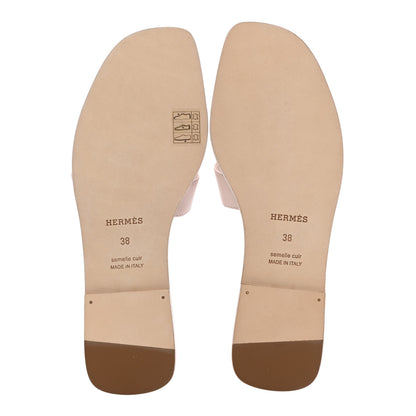 Hermes Box Calfskin Oran Sandals 38 Rose Pale 4 of 7