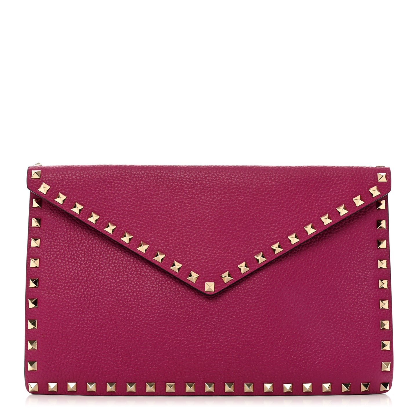 Pebbled Calfskin Large Rockstud Envelope Clutch Rose Violet