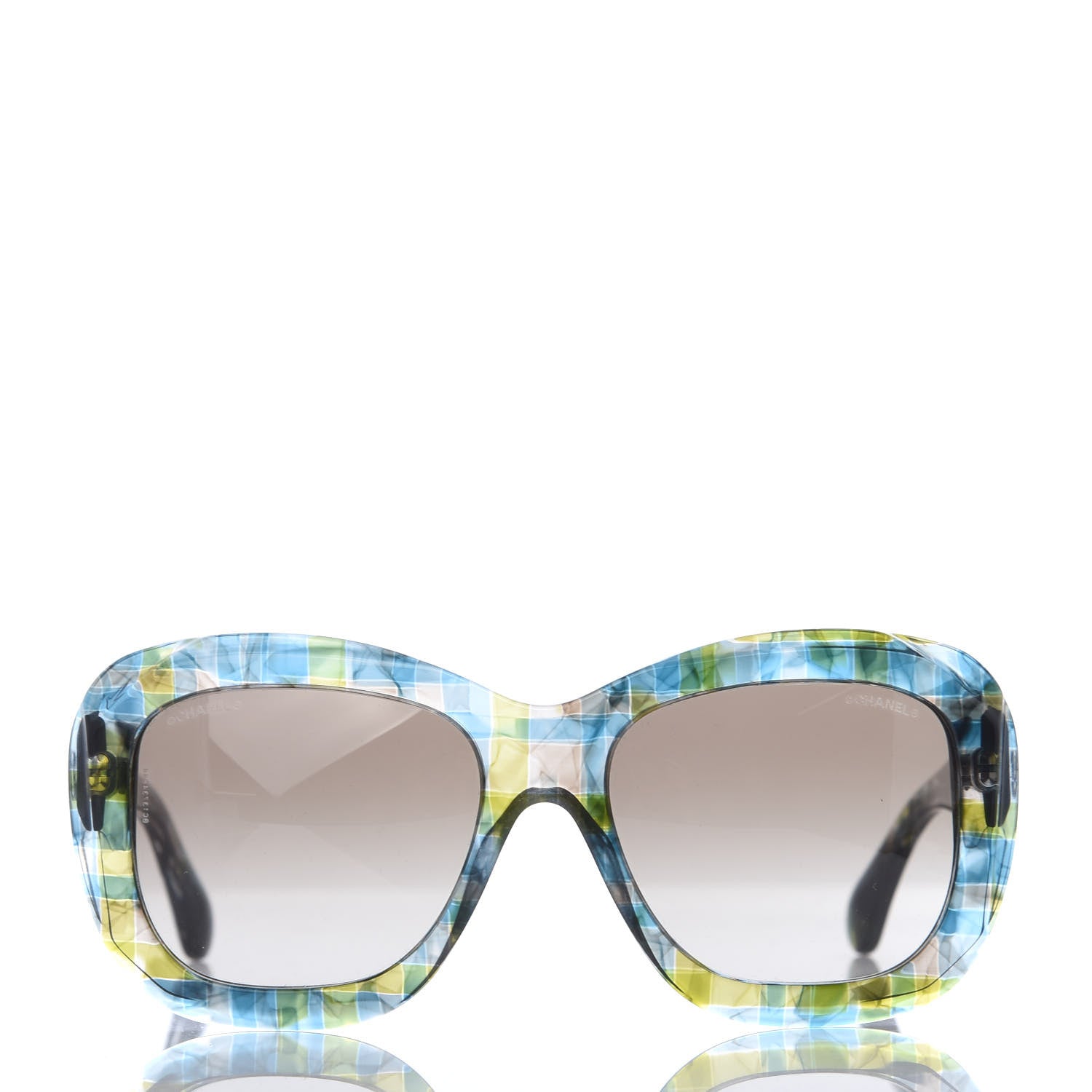 Chanel Acetate Square Plaid Frame Sunglasses 5324 Blue Green 2 of 8