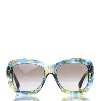 Chanel Acetate Square Plaid Frame Sunglasses 5324 Blue Green 2 of 8