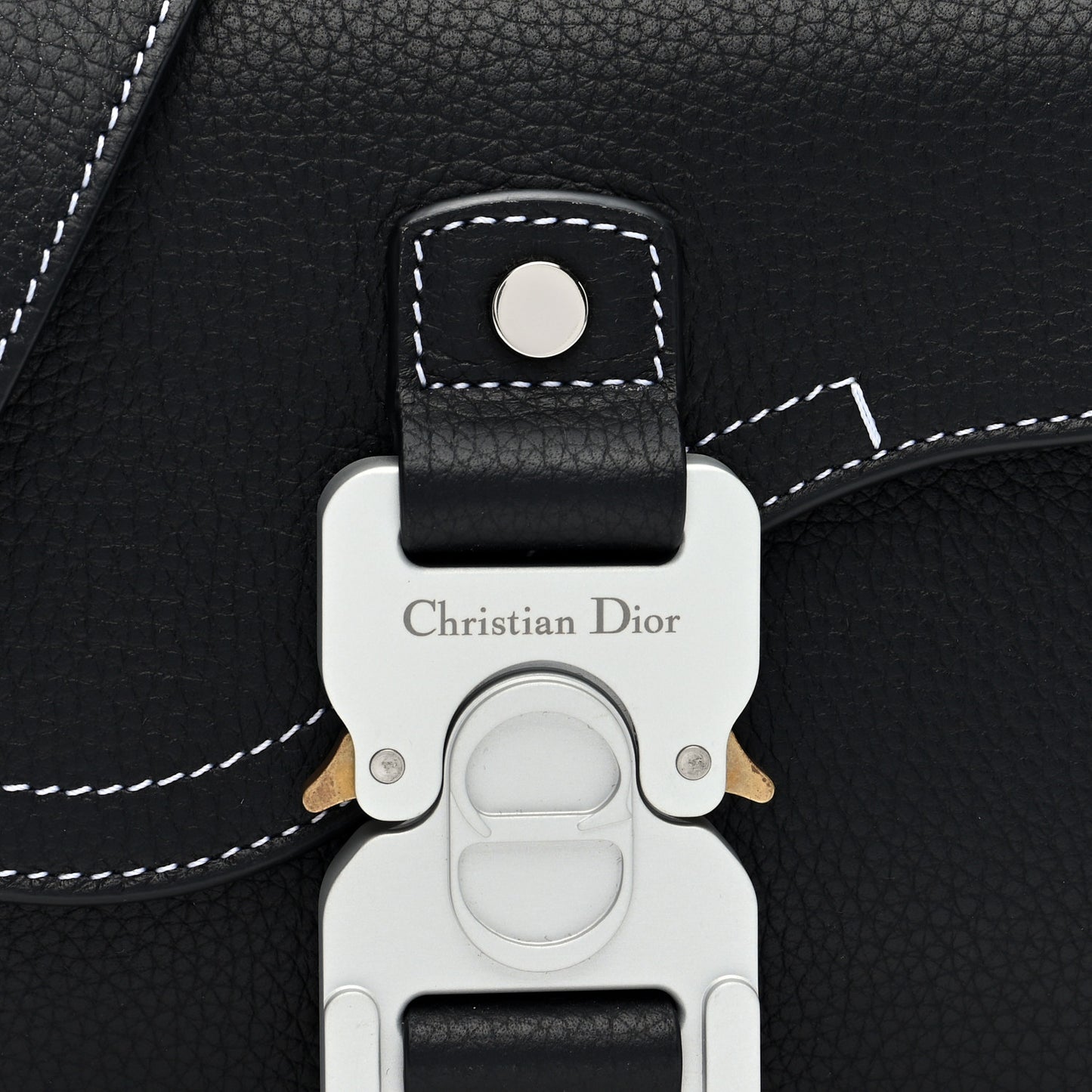 Grained Calfskin Saddle Pouch With Strap Black