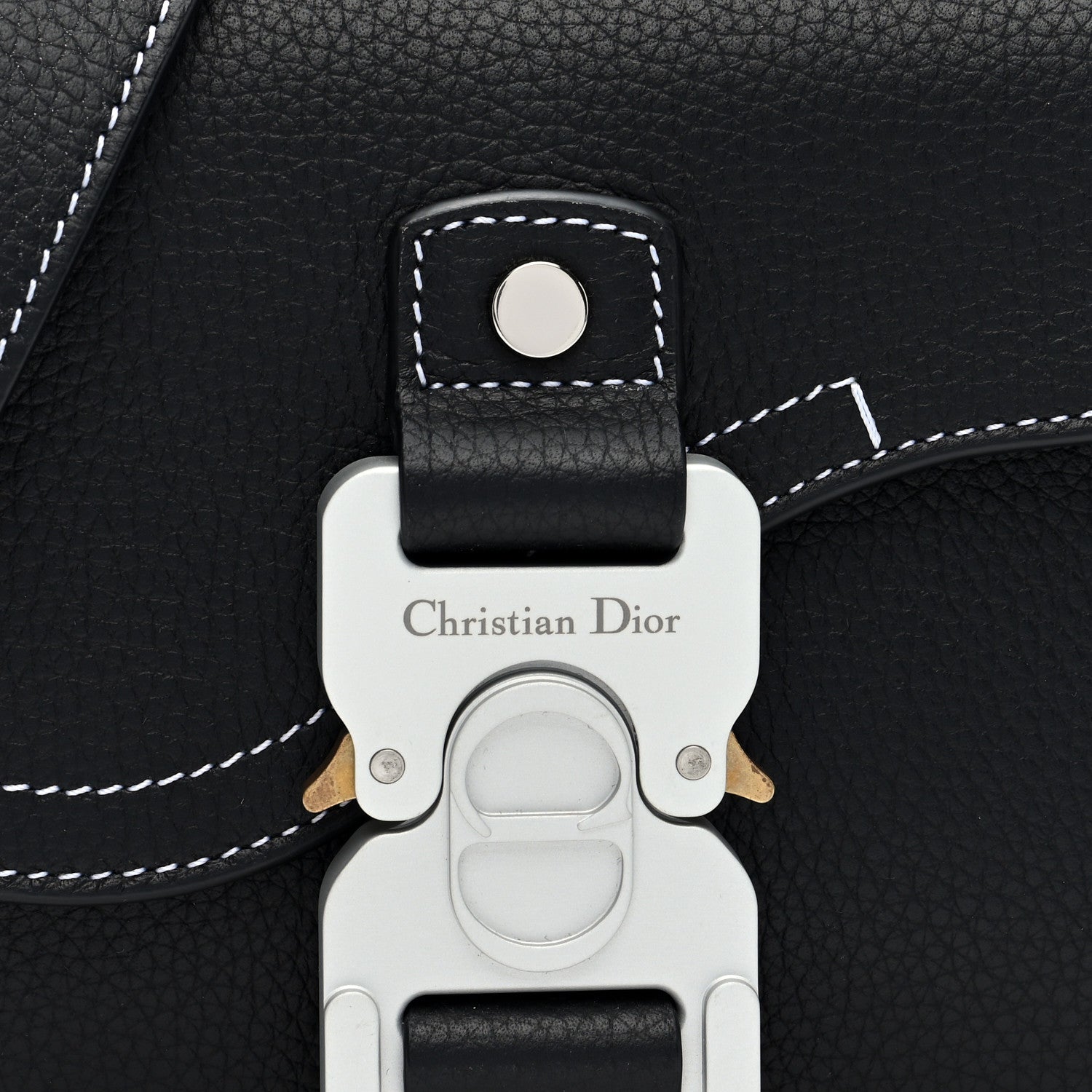 Christian Dior Grained Calfskin Saddle Pouch With Strap Black 8 of 10