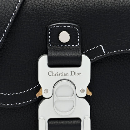 Christian Dior Grained Calfskin Saddle Pouch With Strap Black 8 of 10