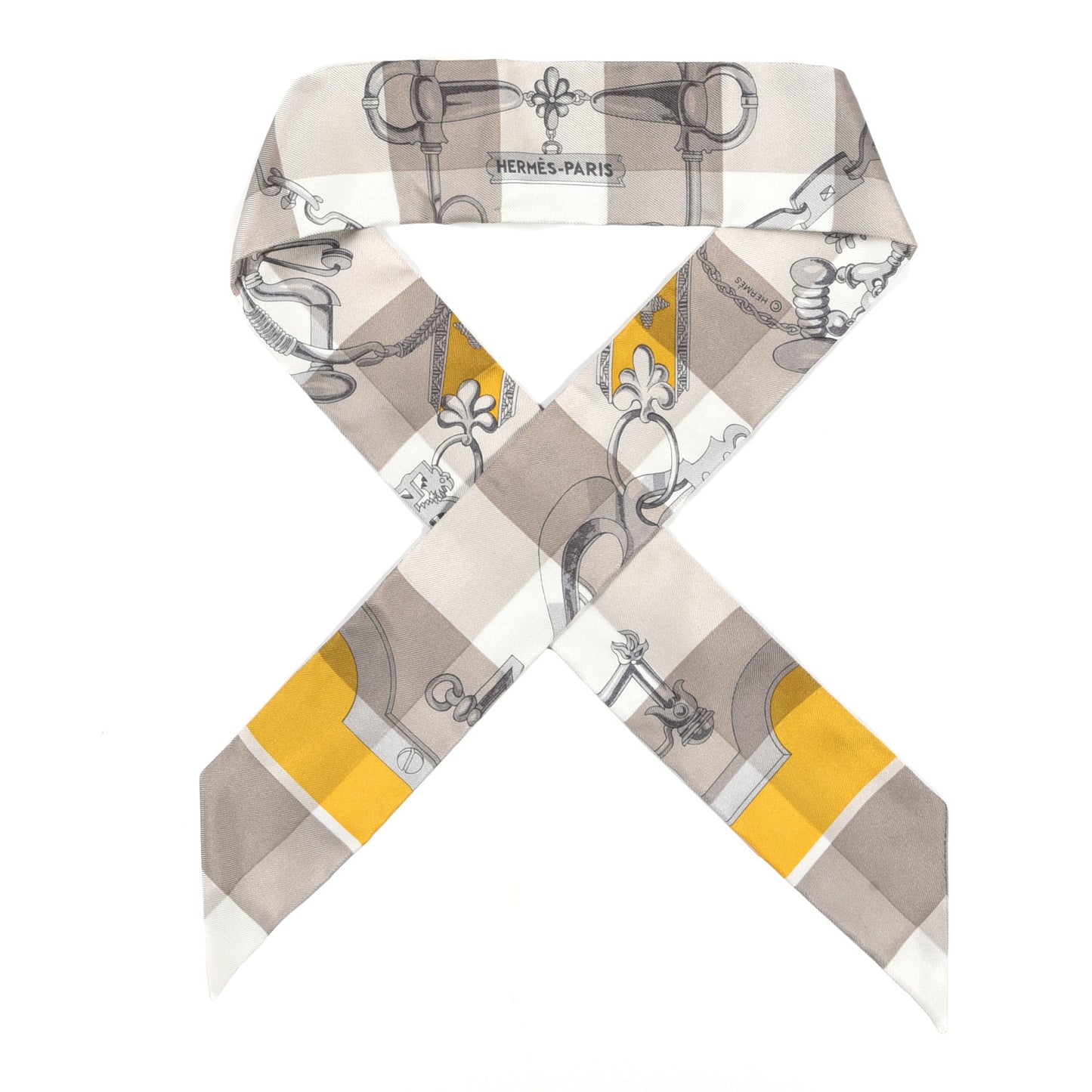 Silk Mors Et Gourmettes Vichy Twilly Etoupe Jaune Vif White