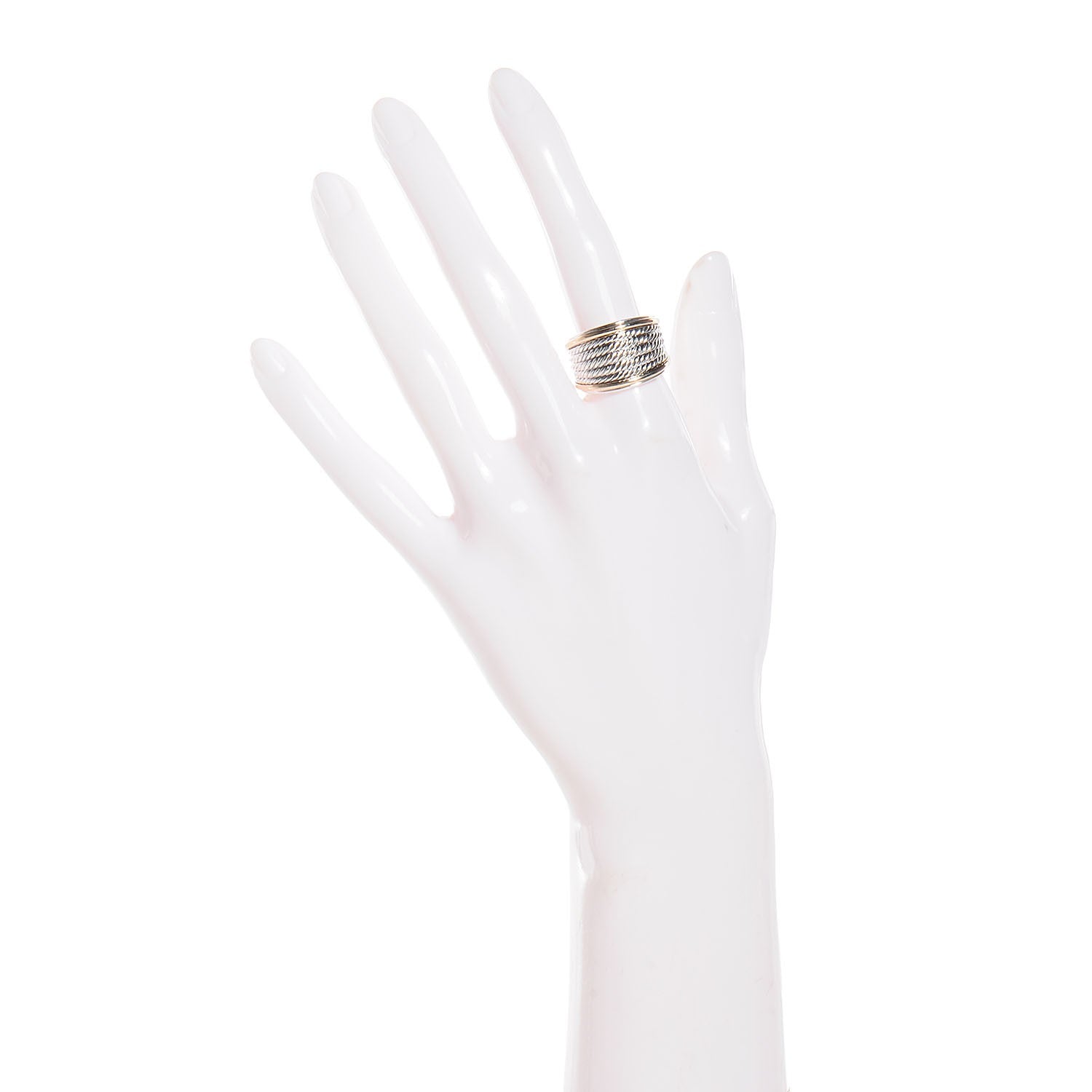 David Yurman Sterling Silver 18K Yellow Gold 16mm Wheaton Band Ring 54 7 2 of 5