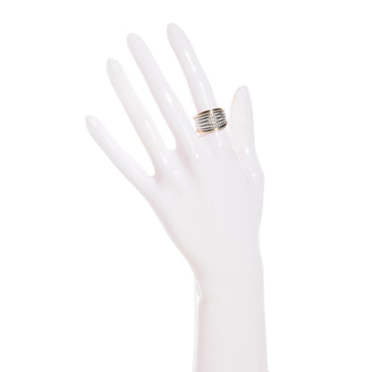 David Yurman Sterling Silver 18K Yellow Gold 16mm Wheaton Band Ring 54 7 2 of 5